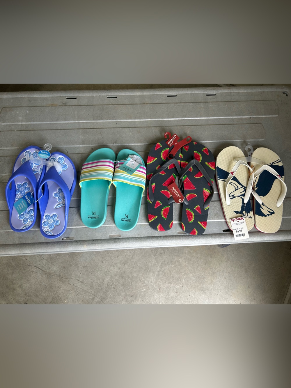 NWT 4 pair summer sandals. Family footwear!  1 men’s, 3 women’s